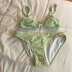 xhilaration green flowered swimsuit